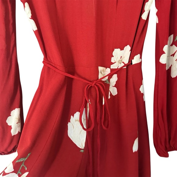 Reformation Red Collins Floral Wrap Mini Dress Size XS - Picture 5 of 11